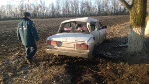 В Лискинском районе опрокинулся автомобиль «ВАЗ-2107»