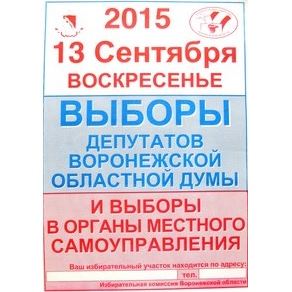 13 сентября (воскресенье) - ВЫБОРЫ депутатов воронежской областной думы и выборы в органы местного самоуправления